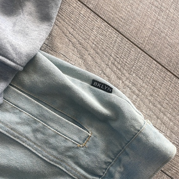 Bklyn Men's Size Large Hooded Sweatshirt Denim Jean Jacket - Picture 6 of 8